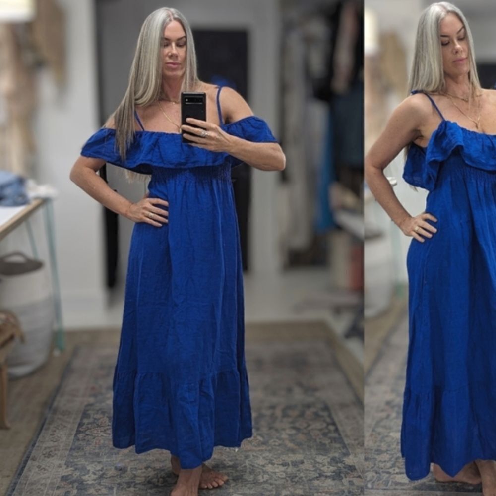 Multi Design Linen Maxi Dress - Picture 6 of 6